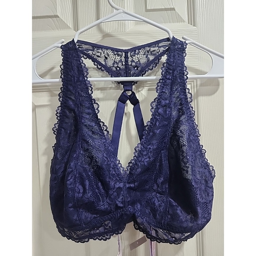 Savage X Fenty 1X Bralette Blue Lace Wireless Pullover RacerBack Rihanna